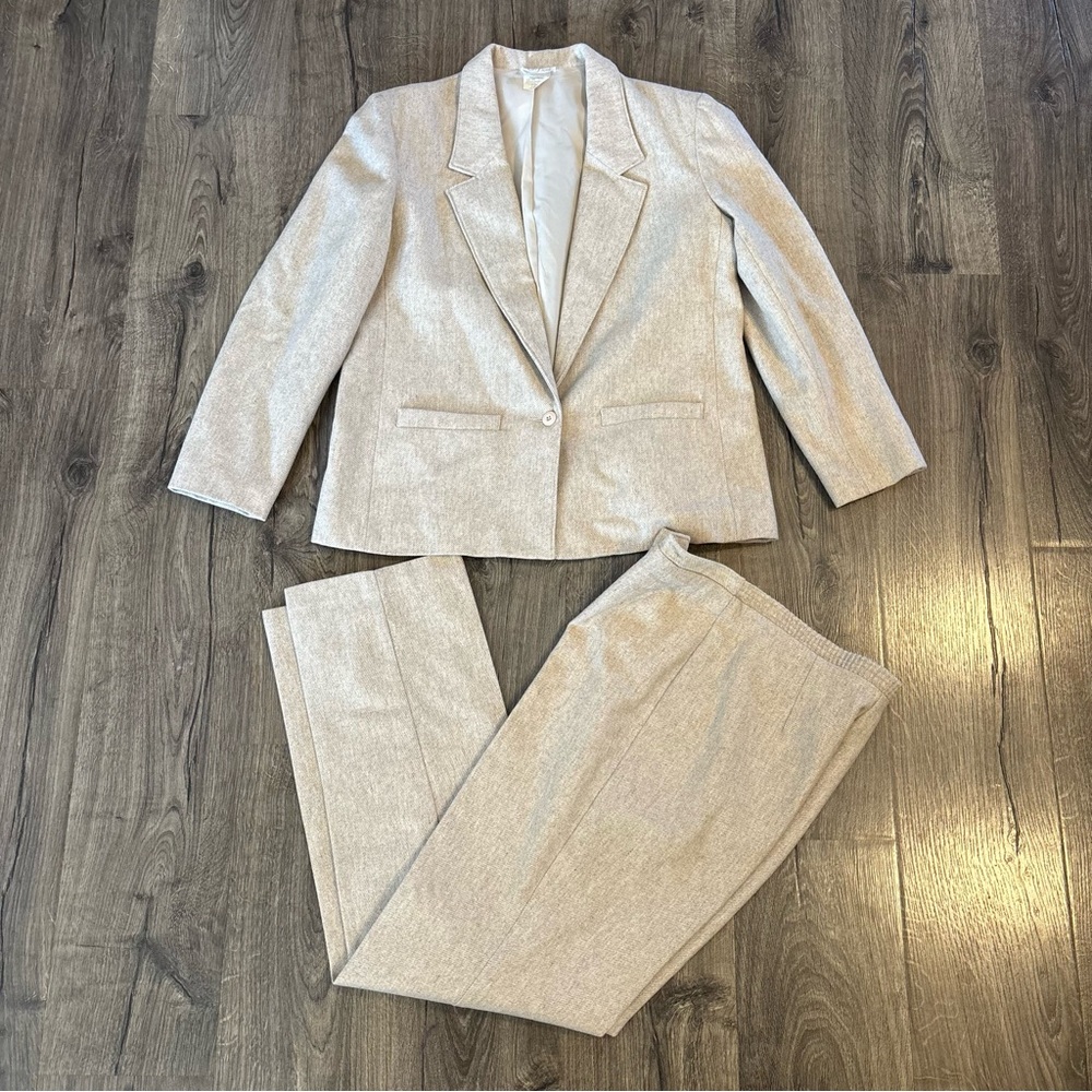 TanJay Women’s Pant Suit Blazer Wool Set Made in USA Blazer Sz 16 Pants Sz 14